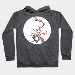 Chinese plum tree blossom sumi-e painting Hoodie